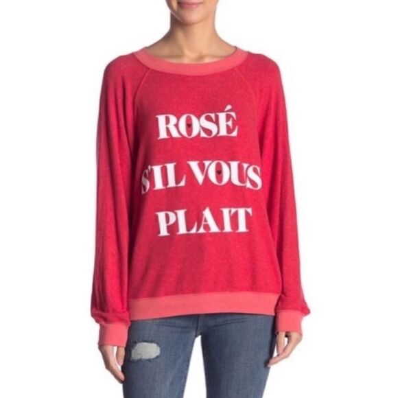 Wildfox Rose Si Vous Plait Graphic Sweatshirt Cozy Casual Loungewear sz S Small - Picture 1 of 4